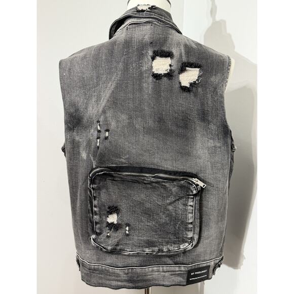 New PHEELINGS PROTECT YOUR ENERGY CARGO VEST Black Jean Jean Size Large NWT $120 - Picture 4 of 4